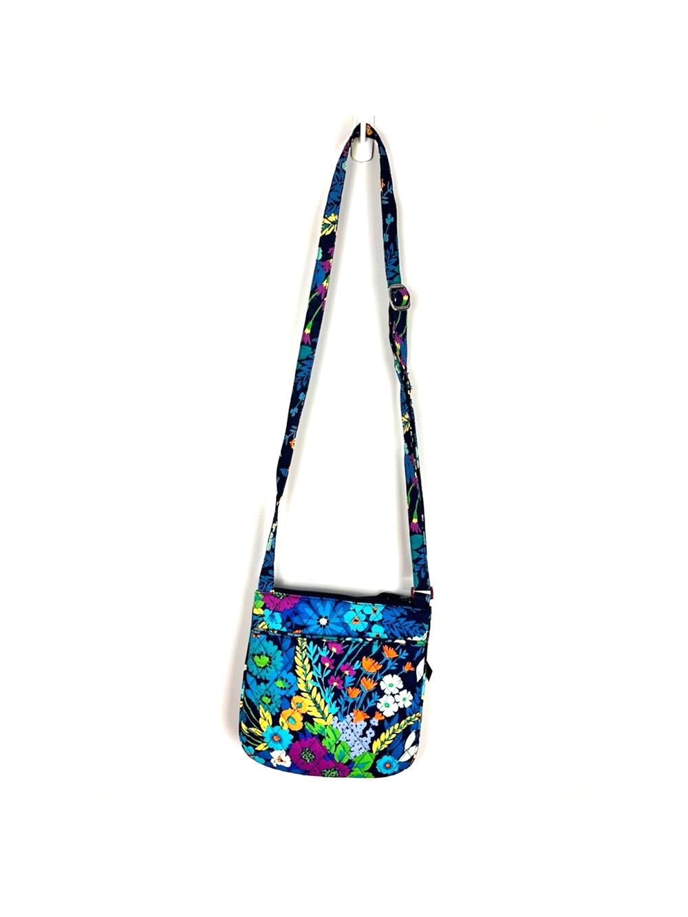 Vera Bradley Navy Floral Multi-Color Quilted Crossbody Bag Spring Feminine EUC